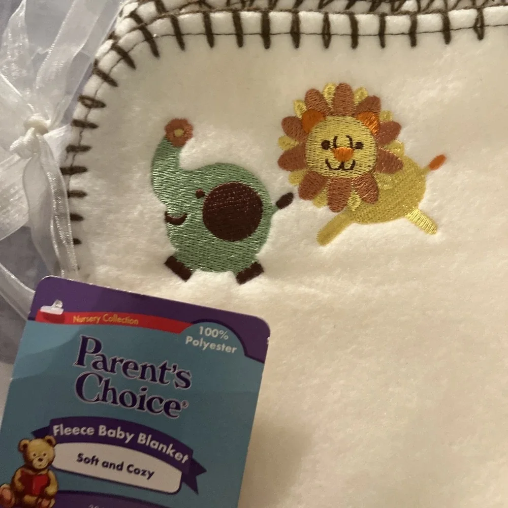 Parents Choice Lovey Baby Blanket Elephant Lion Fleece Stitched Trim 30 By 40